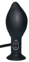 Butt Plug Vibrator inflatable w. Suction-Base Silicone True Black