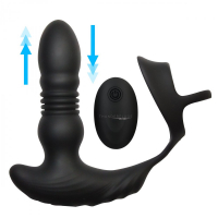 Anal Vibrator w. thrusting Function & Remote + Cock Ring