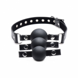 Ball Gag w. 3 Silicone Balls interchageable PU-Leather
