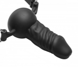 Mouth Gag w. Ball & Penis lockable Silicone Face Banger