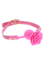 Ball Gag Rose Mouth-Gag Silicone PU-Leather pink-gold