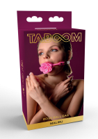 Ballknebel Rose Gag Silikon Kunstleder pink-gold mit Atemloch & Kunstlederriemen einstellbar von TABOOM kaufen