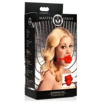 Mouth-Gag Silicone breathable w. PU-Leather Strap Rose Gag