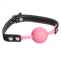 Ball Gag Silicone Glow-in-the-Dark w. PU-Leather Strap lockable