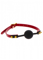 Ball-Gag Silicone w. PU-Leather Band red-gold