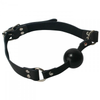 Mouth Gag w. Silicone Ball & Leather Straps Classic black