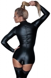 Bodysuit long-sleeved Wetlook w. Crotch Zipper