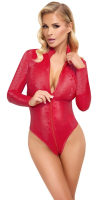 Body m. 3-Wege Reissverschluss Schlangenhaut-Look rot