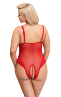 Body ouvert résille & dentelle grandes tailles rouge