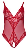 Body Suit open Crotch Mesh & Lace large Sizes red