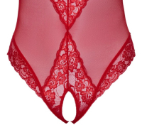 Body ouvert résille & dentelle grandes tailles rouge