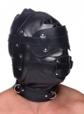 Bondage Hood lockable w. Penis Gag PU-Leather