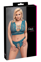 Bustier & Thong open Crotch Lace large Sizes teal