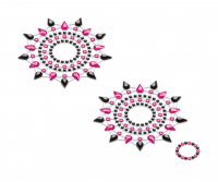 Ornamenti per il seno con pietre preziose Gloria nero-rosa