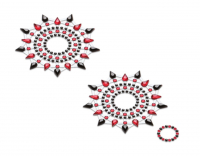 Ornamenti per il seno con pietre preziose Gloria nero-rosso