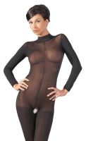 Catsuit w. Lace Collar long Sleeves crotchless