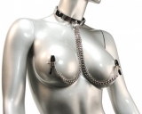 Chrome Slave Collar w. Nipple Clamps