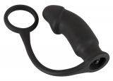 Cock Ring w. vibrating Plug Black Velvets Penis