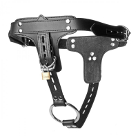 Cock-Ring Butt-Plug Harness lockable Premium Leather