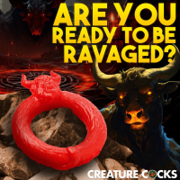 Cock-Ring flexible Beast Mode Silicone fire-red Fantasy-C-Ring with Bulls-Head from CREATURE COCKS buy cheap