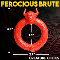 Cock-Ring flexible Beast Mode Silicone fire-red Fantasy-C-Ring with Bulls-Head & Horns by CREATURE COCKS buy cheap