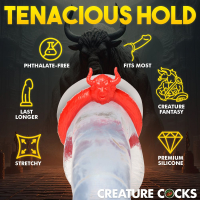 Cock-Ring flexible Beast Mode Silicone fire-red with Bulls-Head stretchy 40.5mm Diameter by CREATURE COCKS buy