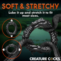 Cock-Ring flexible black Caiman Silicone stretchable Fantasy C-Ring Caiman-shaped by CREATURE COCKS buy cheap