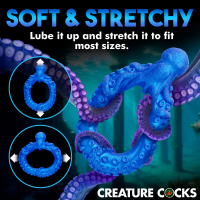 Cockring flexible Poseidons Octo-Ring silicone anneau pénis tentacule super extensible en bleu de CREATURE COCKS acheter