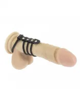 Cockring Gummi m. Ledersteg Vierfach O-Ring