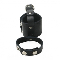 Cock Ring & Ball Stretcher w. Snaps Leather
