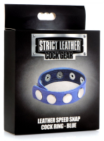 Cock Ring Leather Speed Snap slim blue