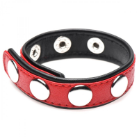 Cock Ring Leather Speed Snap slim red-black