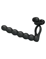 Cockring avec chaîne anale & vibration Hercules Silicone