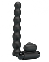 Cock Ring w. Anal Beads & Vibration Hercules Silicone stretchy Penis-Ring & double Penetration Anal-Chain + Bullet buy