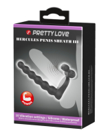 Cock Ring w. Anal Beads & Vibration Hercules Silicone stretchy Ring & double Penetration Chain by PRETTY LOVE buy