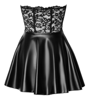 Corset Mini Dress w. flared Skirt Wetlook & Lace