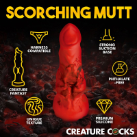 Creature Cocks Dildo Fire Hound large Silicone red-black Hell-Dog-Penis Fantasy-Dildo w. suction Base buy cheap