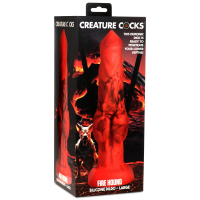 Creature Cocks Dildo Fire Hound grande silicone rosso-nero fantasia cane pene dildo con base di aspirazione acquistare a buon mercato