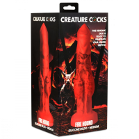 Creature Cocks Dildo Fire Hound medio in silicone rosso-nero fantasia cane pene dildo con base di aspirazione acquistare a buon mercato
