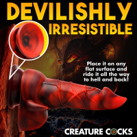 Acheter godemiché Creature Cocks Horny Devil avec ventouse silicone démon pénis gode rouge et noir avec cornes
