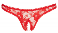 Thong open Crotch Flower Lace red