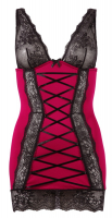 Lingerie Dress red w. black Lace Inserts & decorative Lacing