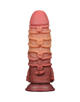 Dildo w. Rope Pattern Dual Layer Nature Cock 9.5-Inch Silicone