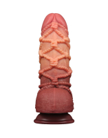 Dildo w. Rope Pattern Dual Layer Nature Cock 9.5-Inch Silicone