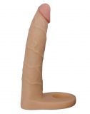 Dildo m. Cockring Ultra Soft Double Penetration Realistic 7-Inch