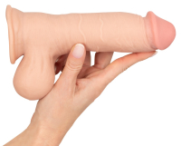 Dildo Sliding Skin 7.5-Inch skin-colored TPE bendable Cock w. Balls Dual-Density & hard Core by NATURE SKIN buy