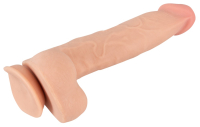 Dildo Sliding Skin 9.5-Inch skin-colored TPE with moving outer Skin w. Balls strong Suction-Base by NATURE SKIN buy