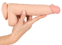 Dildo Sliding Skin 9.5-Inch skin-colored TPE bendable Cock w. Balls Dual-Density & hard Core by NATURE SKIN buy
