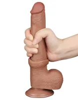 Dildo Sliding Skin 9-Inch w. screwed Suction Base brown