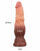 Dildo strong Veins Dual Layer 9.5-Inch Silicone skin-brown